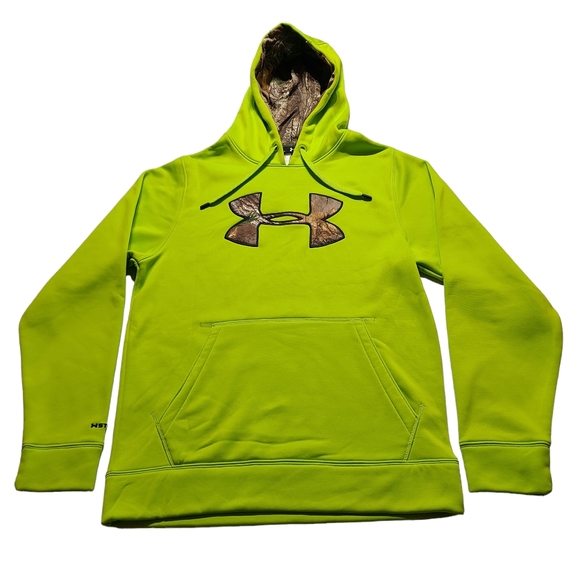 Under Armour Men's UA Storm Lime/Camo Small Pullover Hoodie Cold Gear - Picture 1 of 7